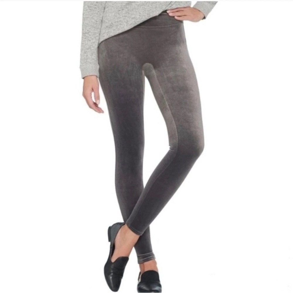 SPANX Gray Velvet Velour Leggings Size 1X